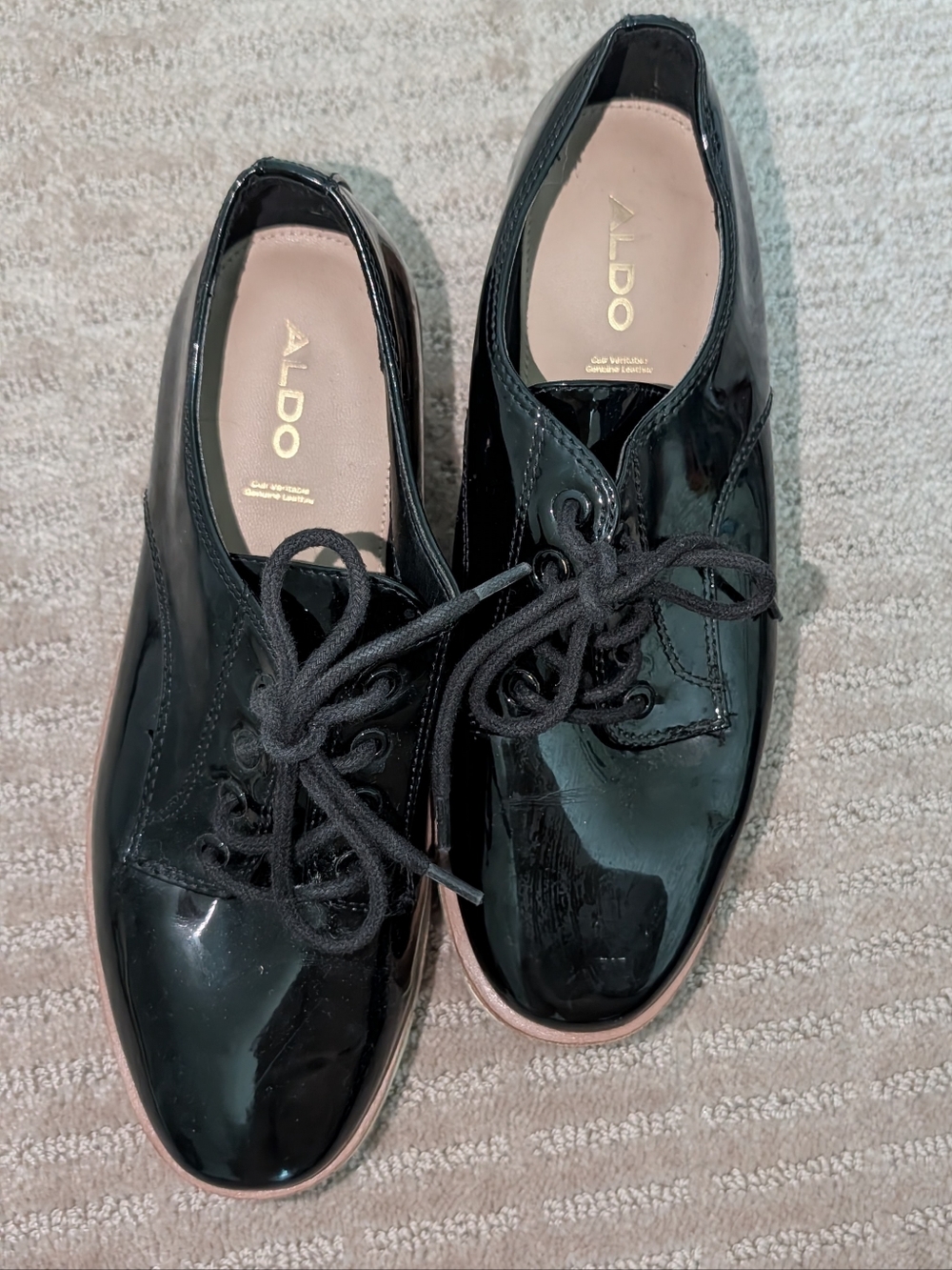 Aldo‎ Black Leather Heeled Oxfords Size 7 - Picture 3 of 6